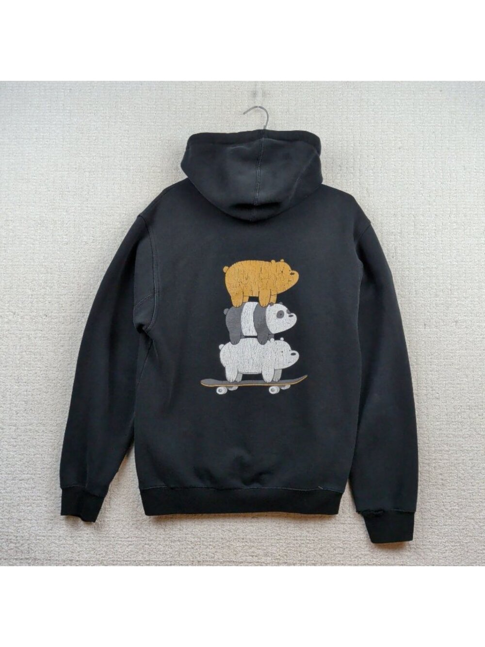 Y2K Grizzly Grip Tape x We Baby Bears Cartoon Network Black Skate Hoodie Sz S *